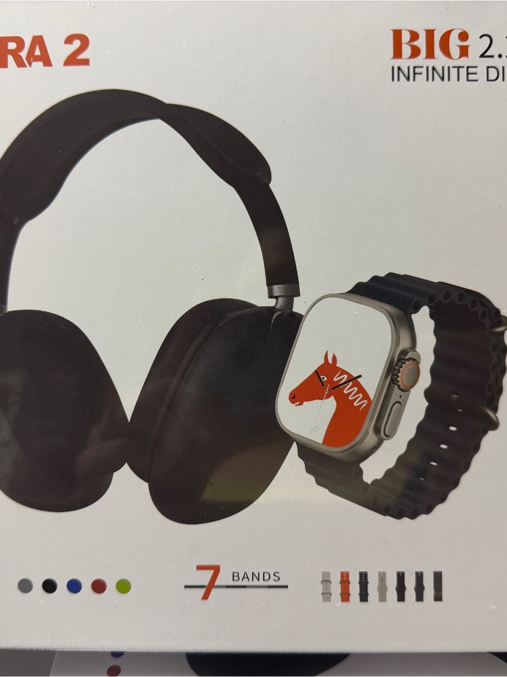 Black Over-Ear Headphones and smartwatch